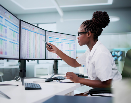 Healthcare professional working on clinic and patient management software