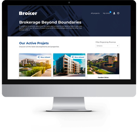 Real estate project management platform on computer screen