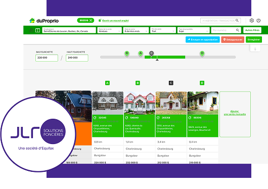 Real estate evaluation platform with JLR logo