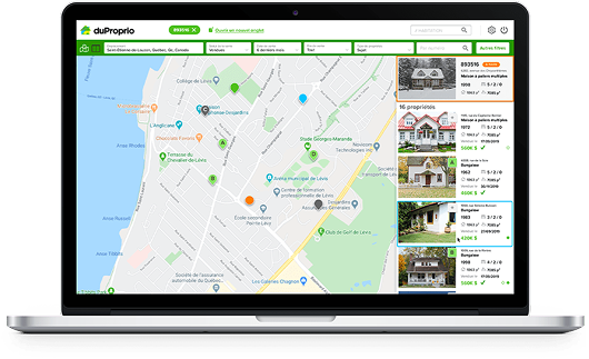 Real estate mapping application on laptop