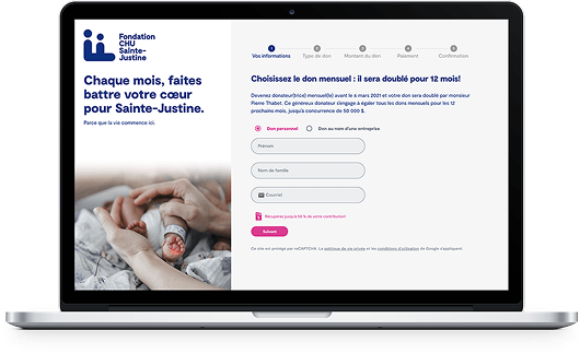 Charitable organization website on laptop