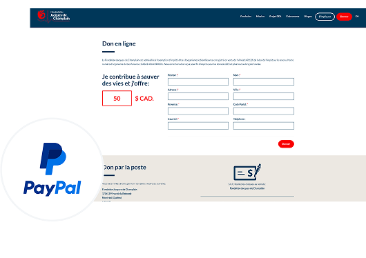 Payment interface with PayPal logo