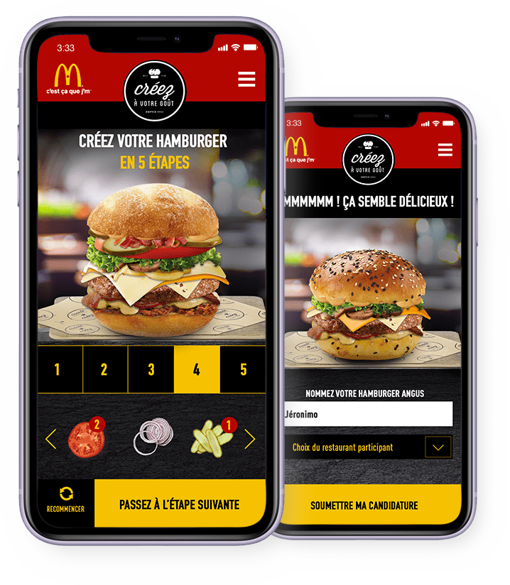 Mobile application to create your personalized hamburger