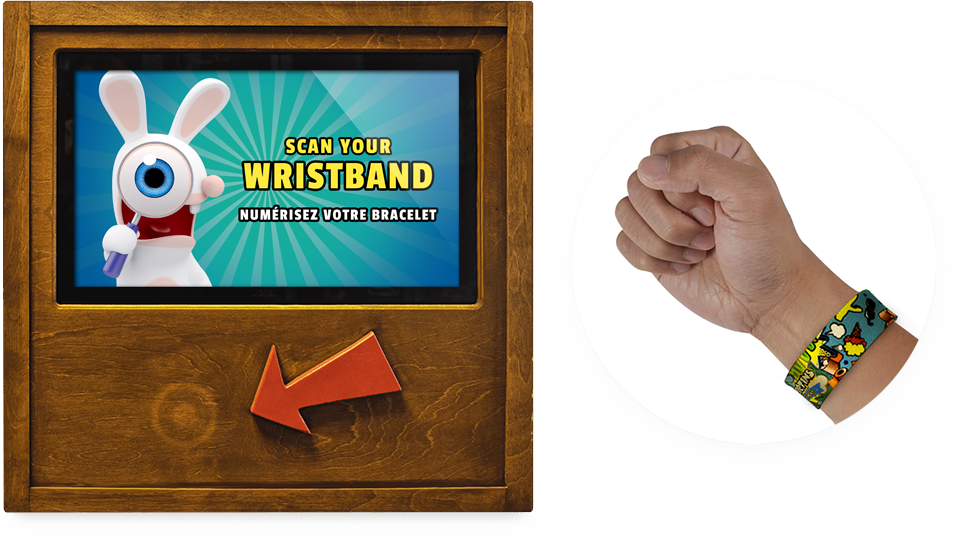 Interactive quest terminal with RFID wristband
