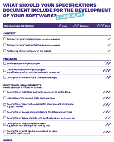 Custom Software Specification Document Checklist