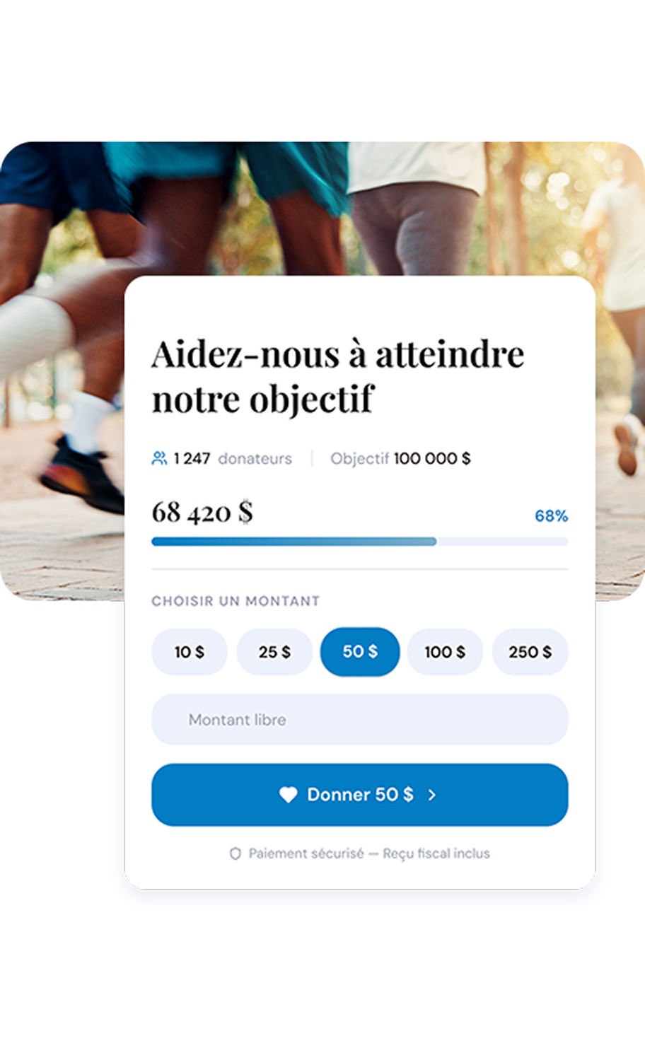 Example of a Donation Platform Component for a Sporting Event