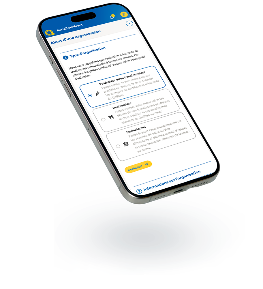 Version mobile du portail sur mesure