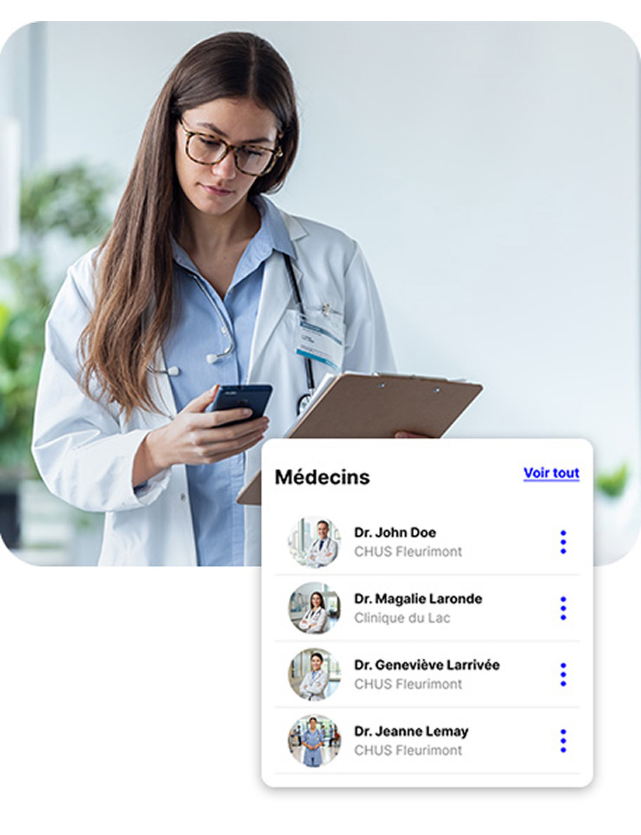 Médecin consultant une application interconnectée avec une API
