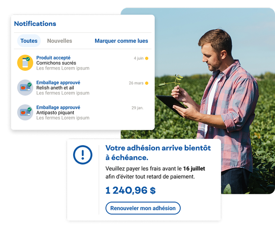 Utilisateur d'un portail membres avec des composantes de l'application en superposition