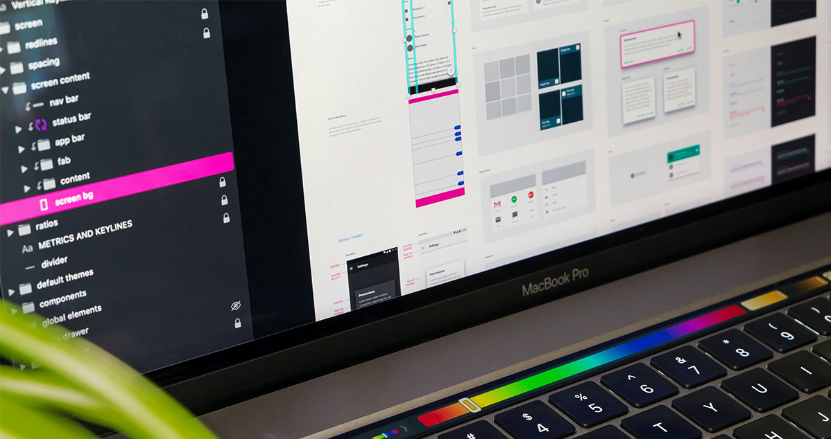 Designing a custom software interface with user-friendly layouts and component organization on a MacBook Pro