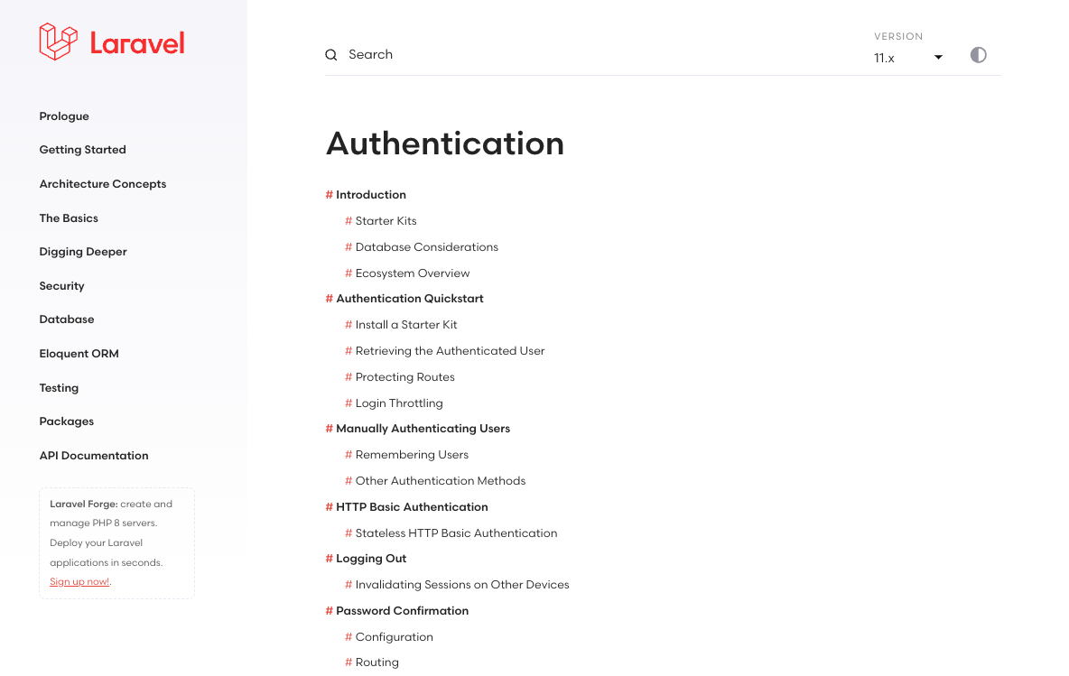 Documentation officielle de Laravel