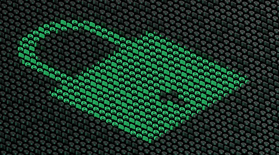 Cadenas vert en pixels symbolisant la sécurité des logiciels sur mesure et la protection des données.